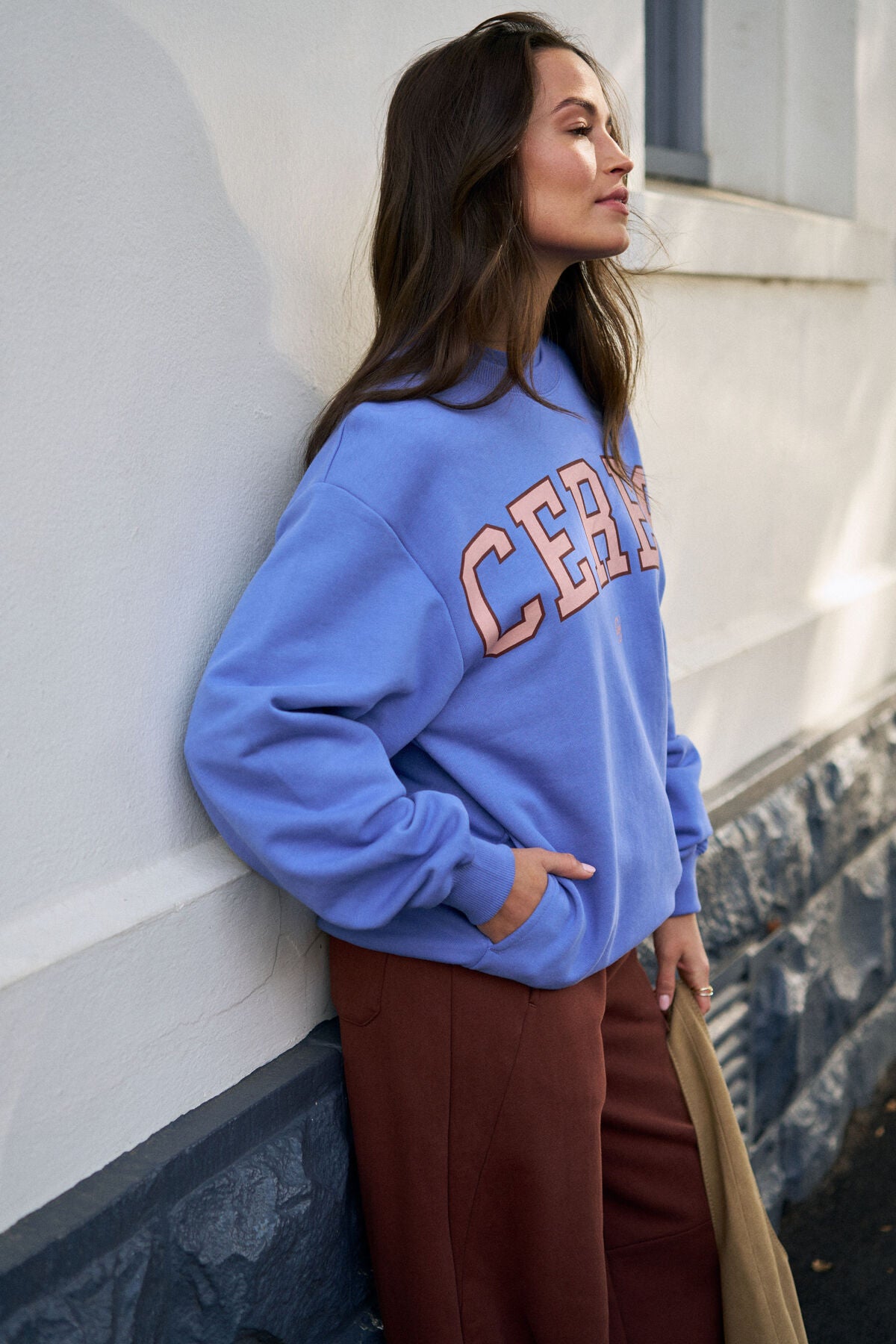 The Isla Ceres Logo Jumper - vintage blue pink clay burnt toffee heritage