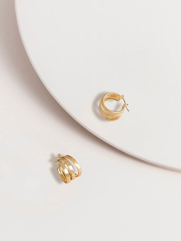 Ines 3 Row Hoop Post Earrings - WANTED AND WILD
