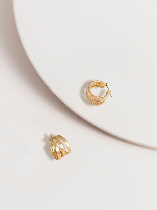 Ines 3 Row Hoop Post Earrings - WANTED AND WILD