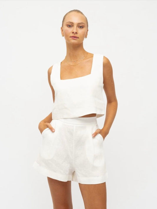 Luxe Square Neckline Cami - White - WANTED AND WILD