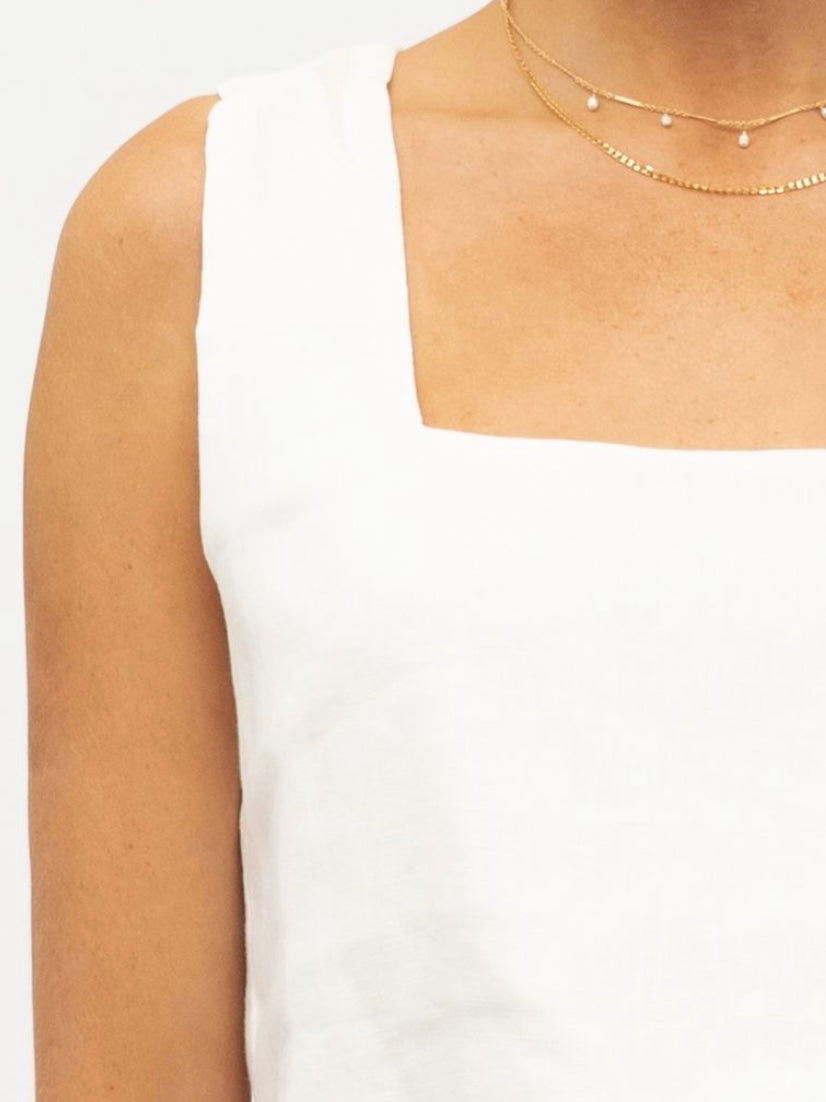 Luxe Square Neckline Cami - White - WANTED AND WILD