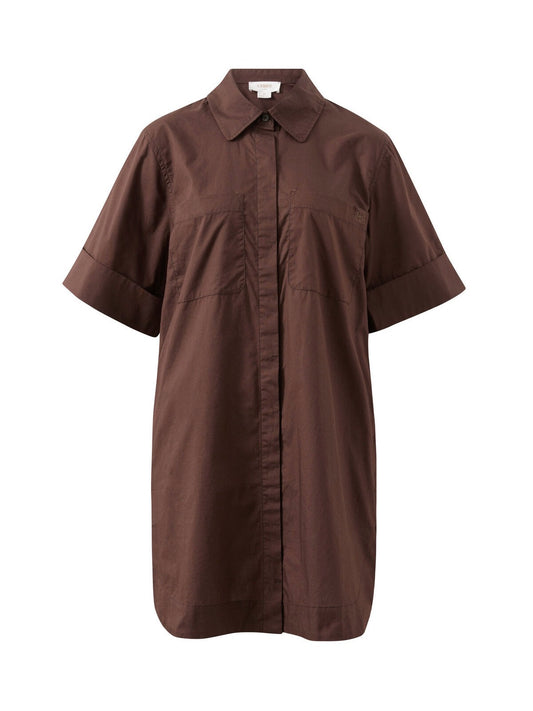Brown shirt dress on a white background at Wanted and Wild