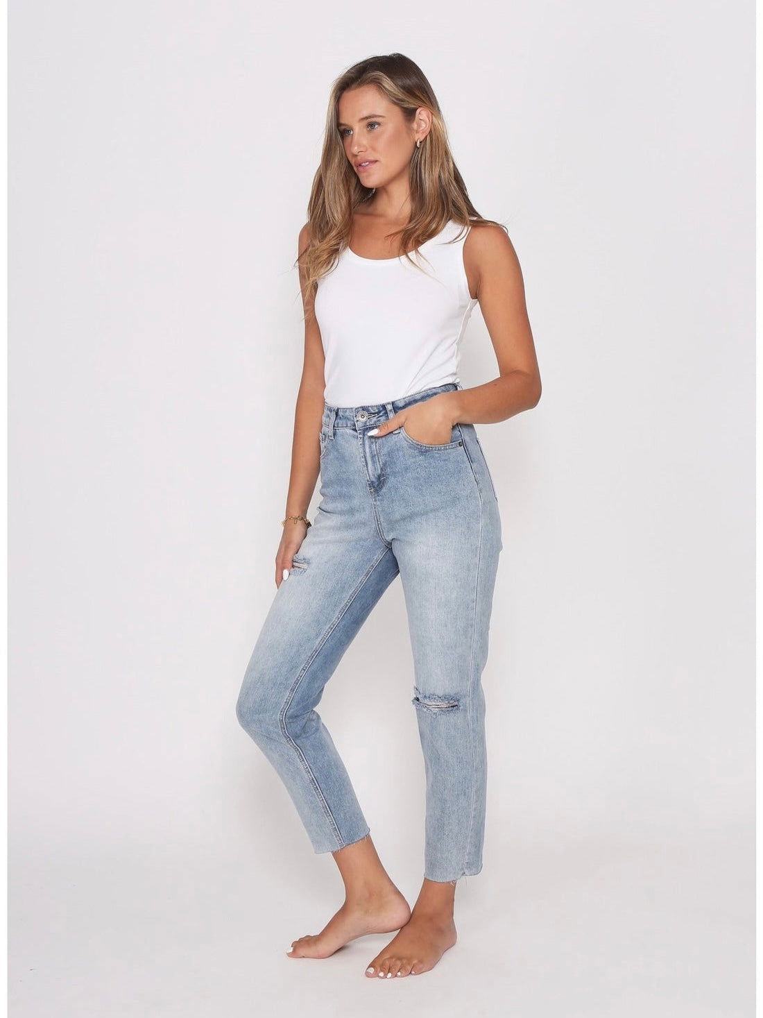 Taylor Mum Jeans - Mid Blue - WANTED AND WILD