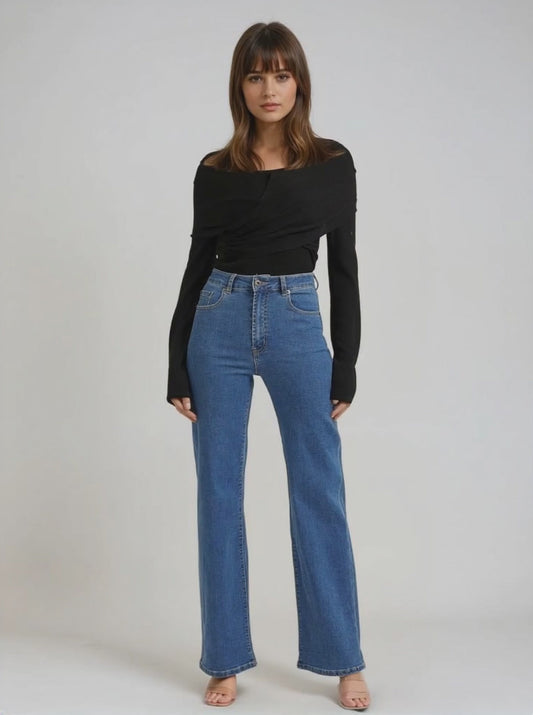 The Cleo Jeans - Mid Blue Denim