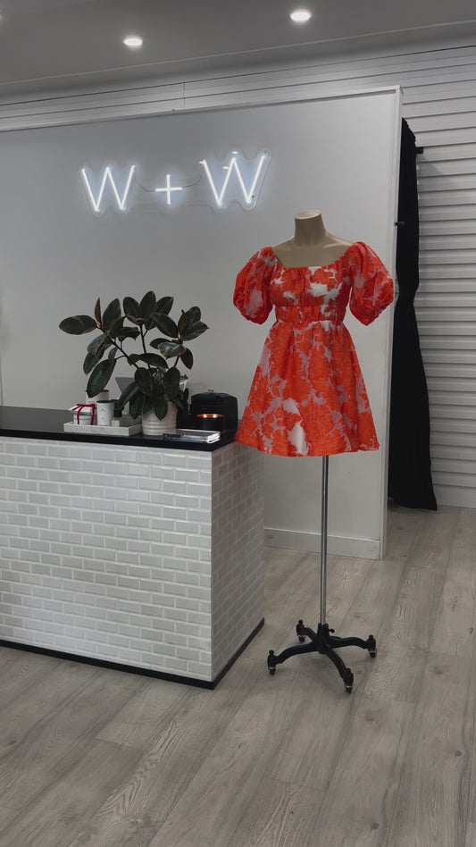 Jacquared Dress - Tangerine