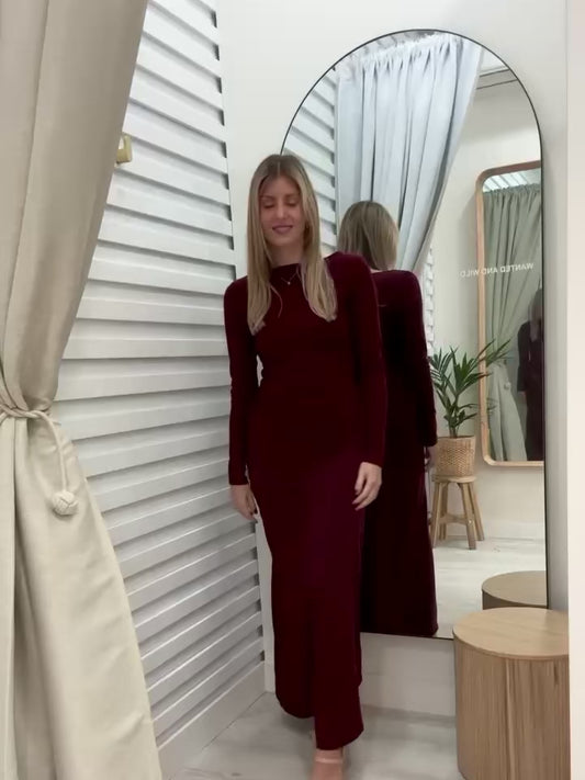 The Blossom Knit Dress - Burgundy