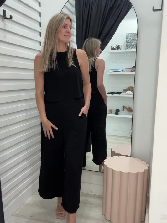 Mari Wide Leg Pants - Black
