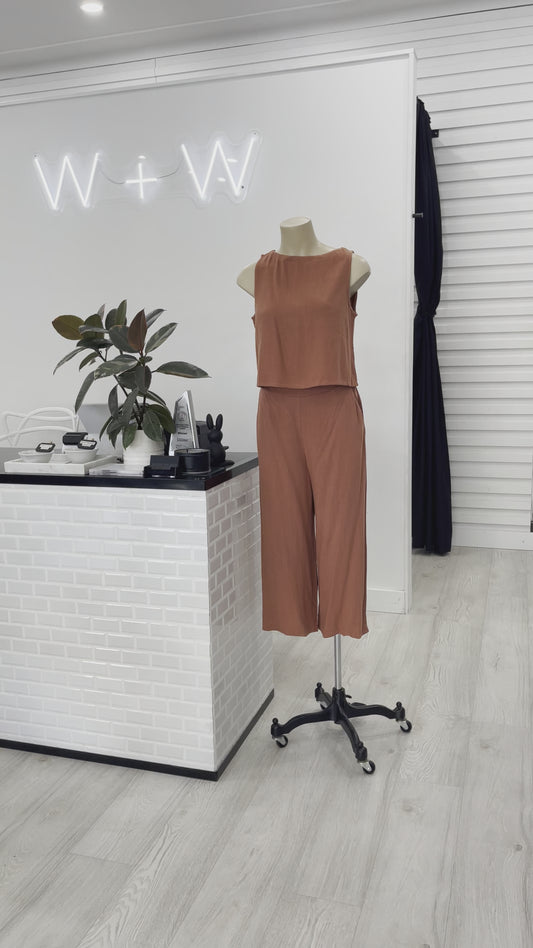 Mari Wide Leg Pants -  Rust