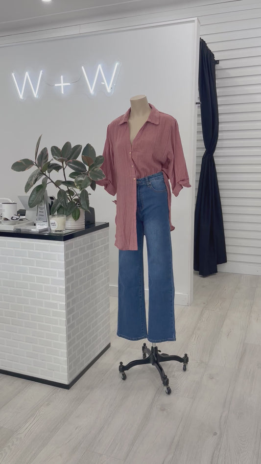 Florence 3/4 Sleeve Shirt -  Rosewood