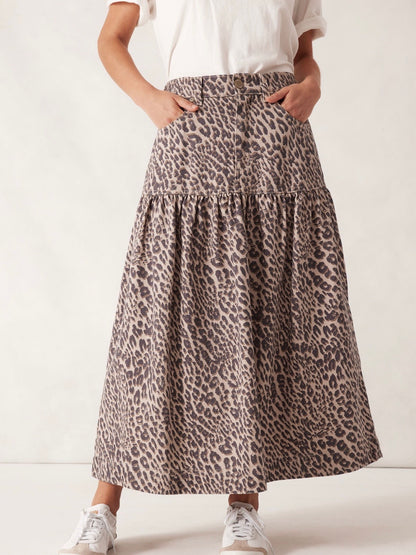 Drop Waist Maxi Skirt - Leopard