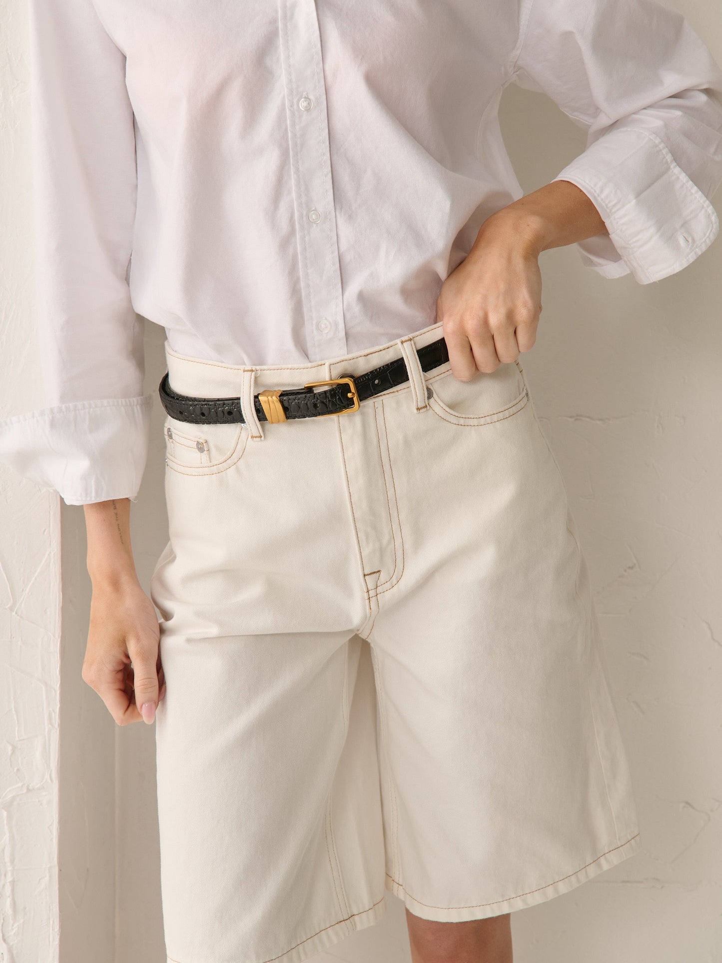 The Lesley Skinny Belt - Black Leather