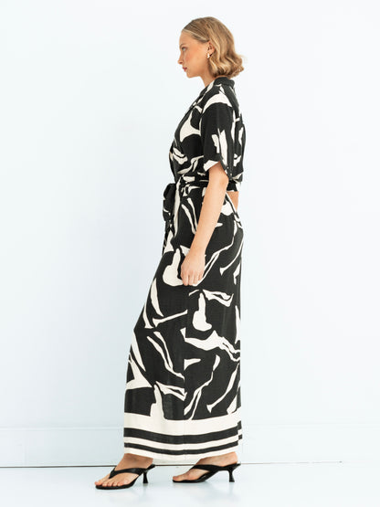 The Ossia Maxi Dress - Black and Cream