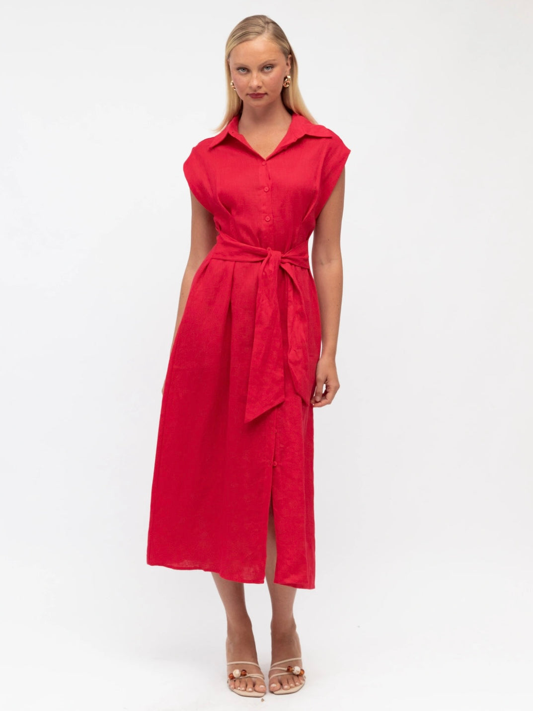 The Luxe Linen Dress - Raspberry