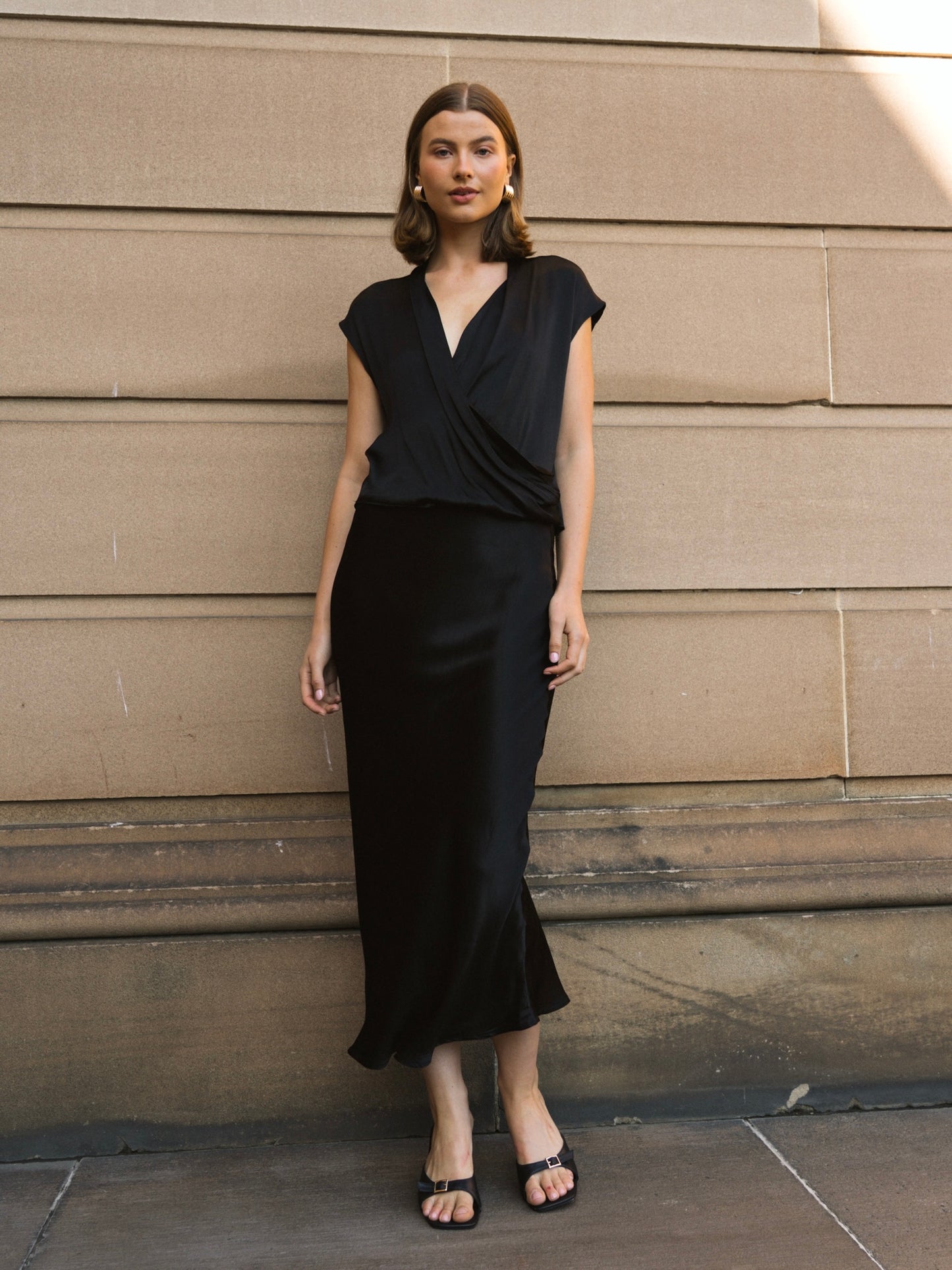 Satin Slip Skirt - Black