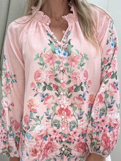 The Venice Shirt - Pale Pink Floral