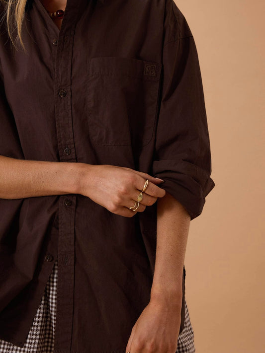 Peta Oversized Shirt - Chocolate