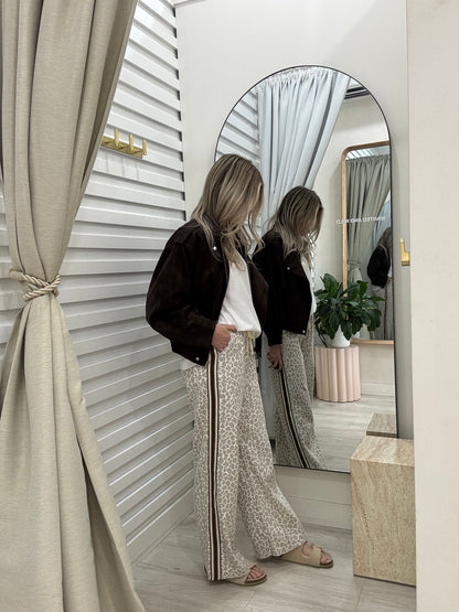 The Leopard Racer Pants | Cream Stripe