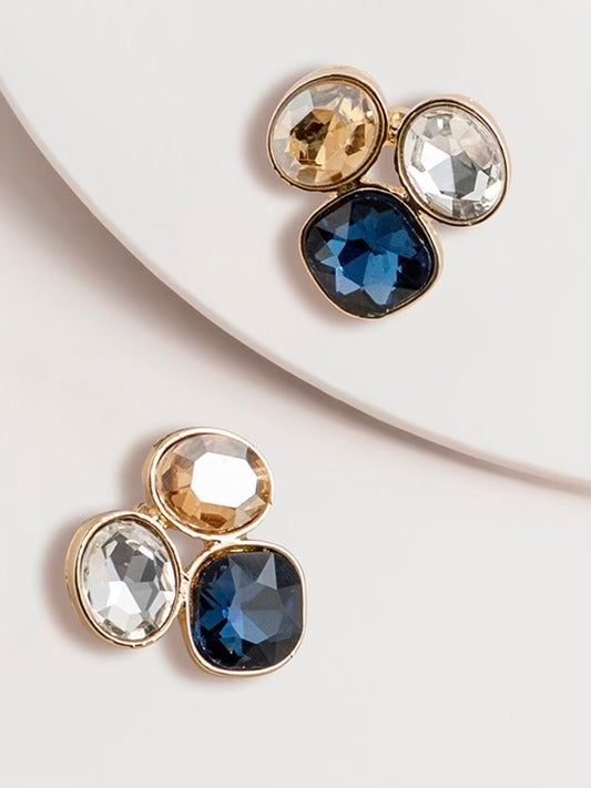Emerie Tri Colour Jewel Post Earrings