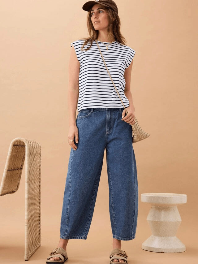 Maggie Barrel Leg Jeans - Fresh Indigo