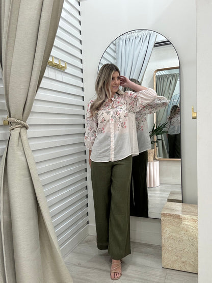 The Cally Shirt | Pale Pink Floral