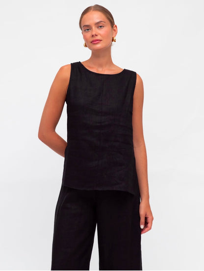 Linen Luxe Tank - Black