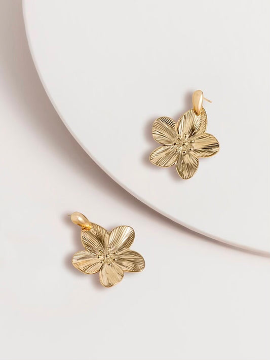 Peace Flower Earrings - Gold