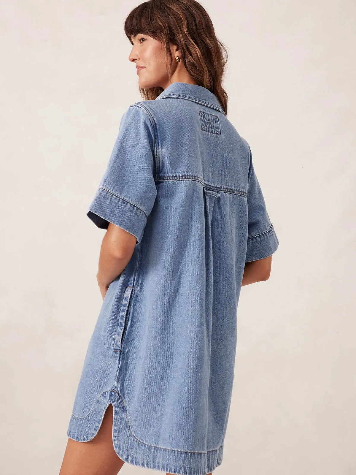 Sammy Relaxed Shirt Denim Dress - Vintage Blue