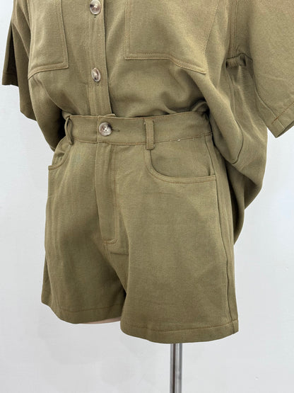 The Jude Shirt and Shorts Set -  Khaki Denim