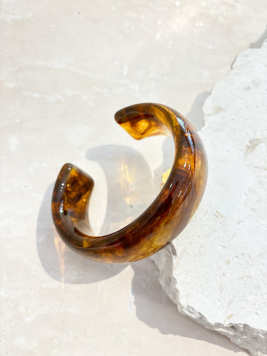 The Joey Open Cuff Bangle - Brown