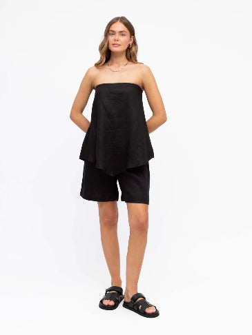 The Arabella Linen Shorts - Black