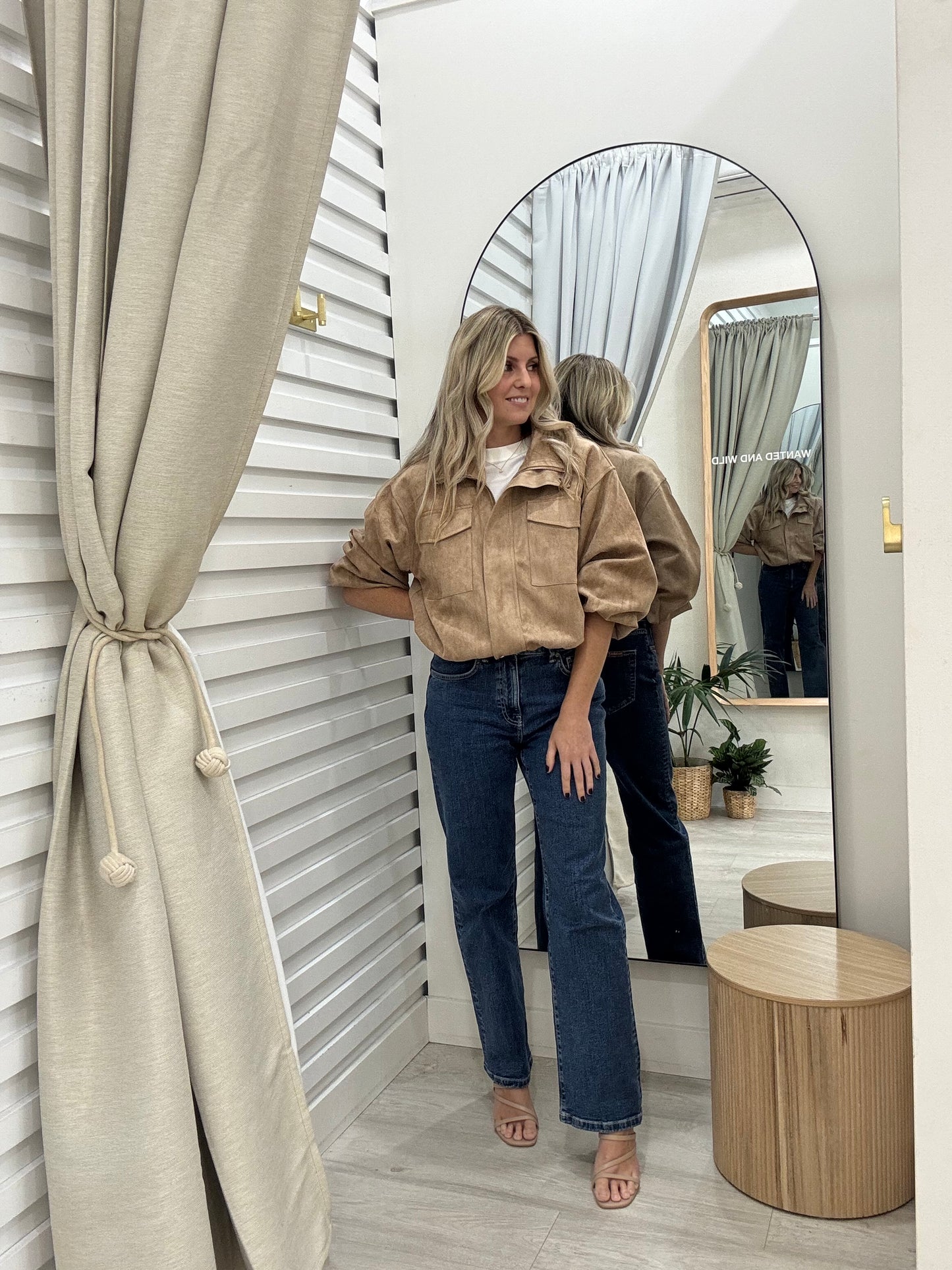 The High Neck Bomber Jacket - Beige