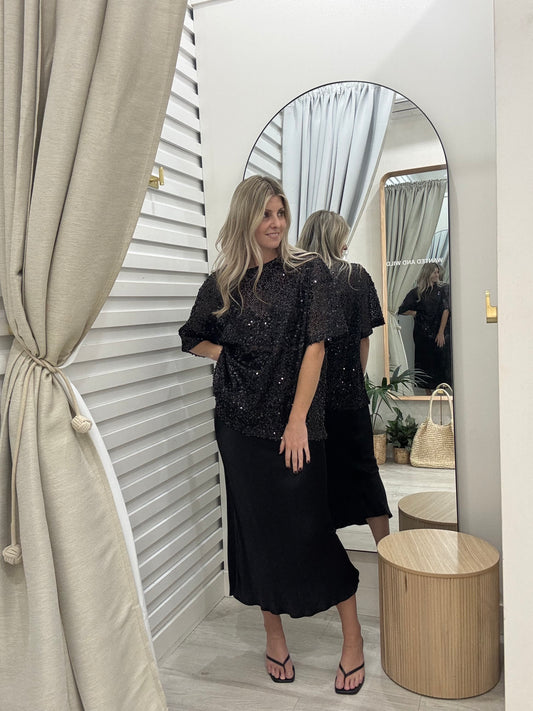 Havana Sequin Tee - Black