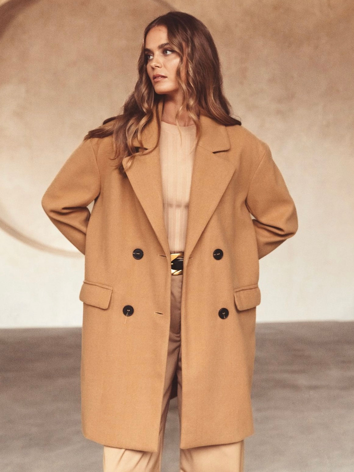 The Moda Double Breasted Coat - Tan