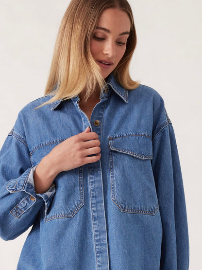 Essential Denim Shirt - Mid Blue Wash