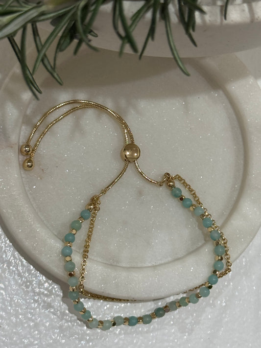 Mel Semi Precious Metal Bead Bracelet