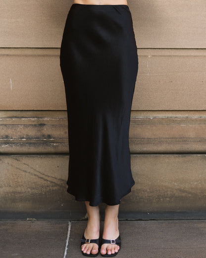 Satin Slip Skirt - Black