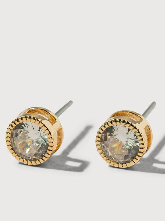 Mor Bezel Set CZ Stud Earrings