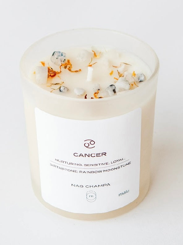 Zodiac Series Mala Candles - Crystal Infused Candles