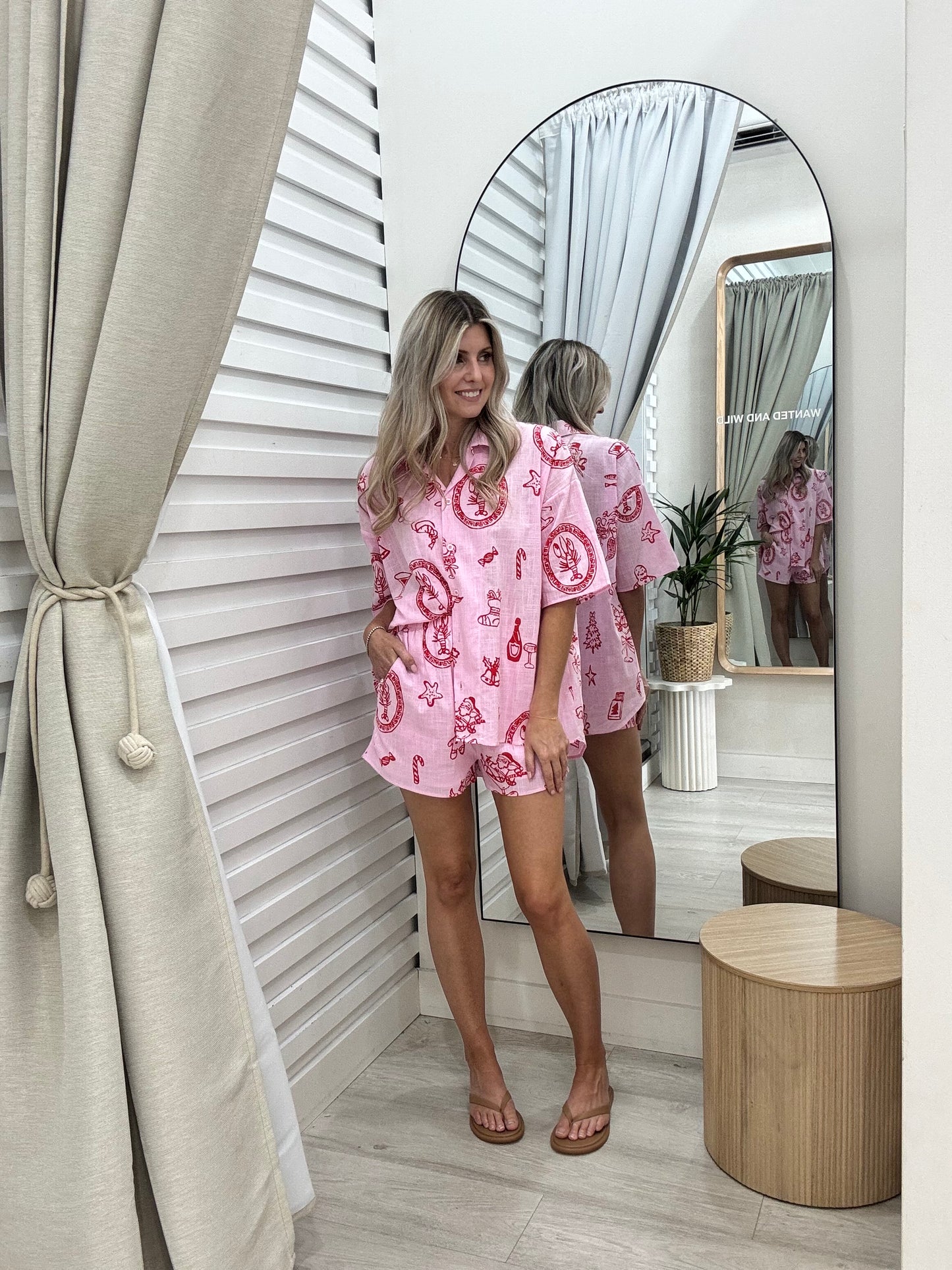 The Christmas Short Set -  Pink and Red