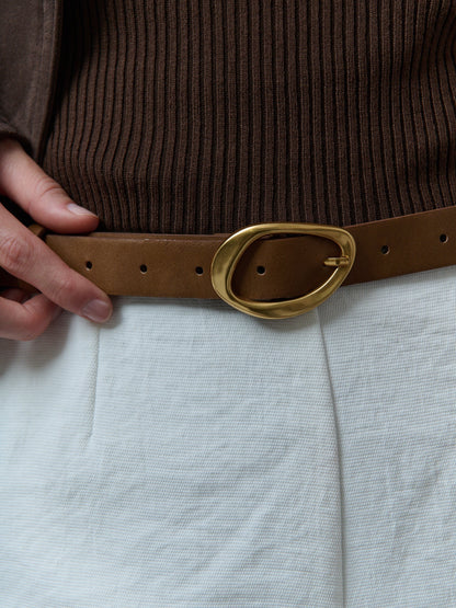 The Oval Buckle Belt - Brown