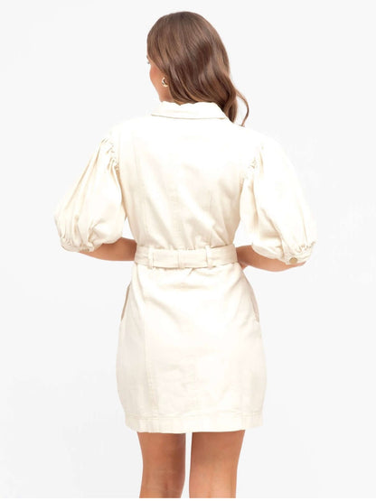 The Echo Denim Dress - Cream