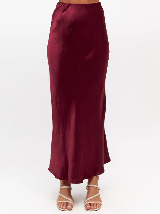 Satin Slip Skirt - Merlot