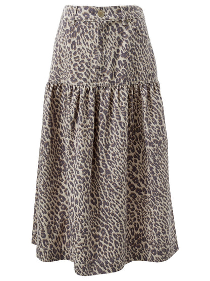 Drop Waist Maxi Skirt - Leopard