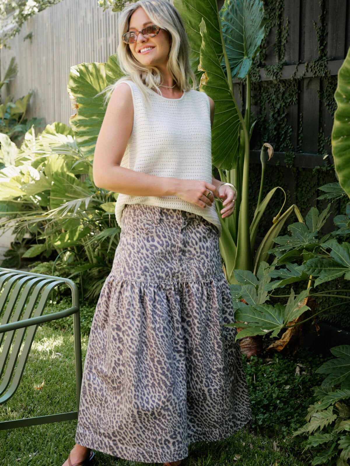 Drop Waist Maxi Skirt - Leopard