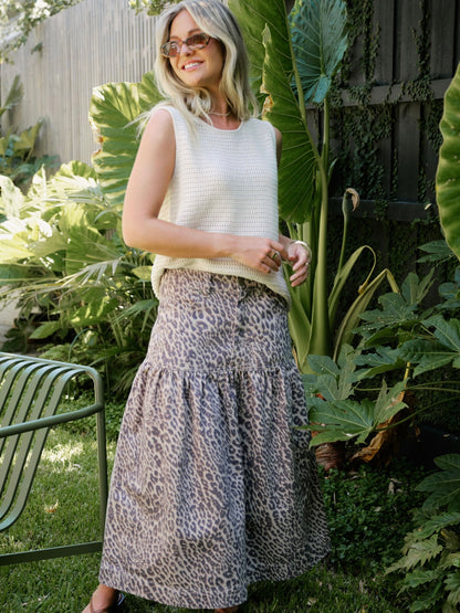 Drop Waist Maxi Skirt - Leopard