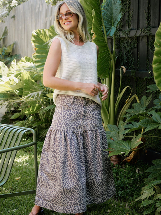 Drop Waist Maxi Skirt - Leopard