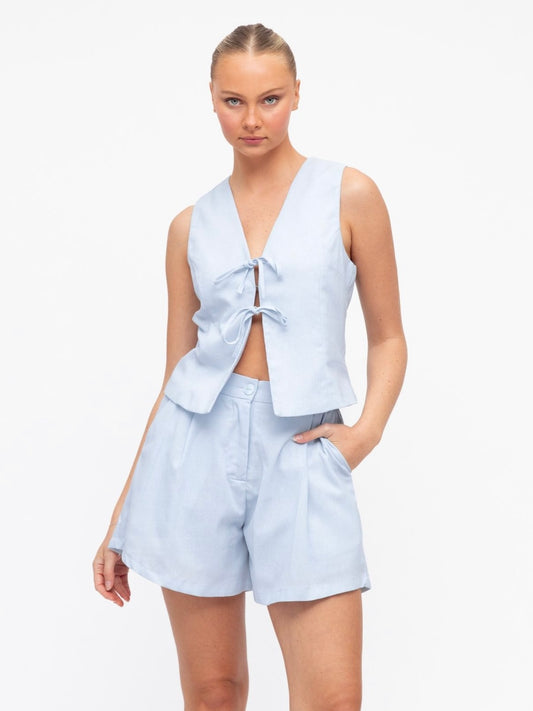 The Bow Vest Set -  Sky Blue