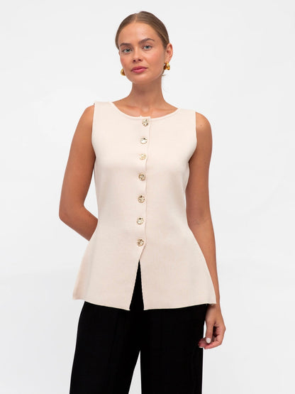 The Rose Knit Vest - Cream