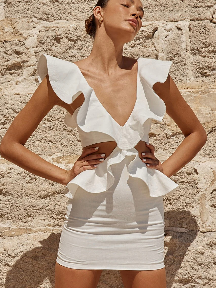 The Rosey Mini Dress -  White