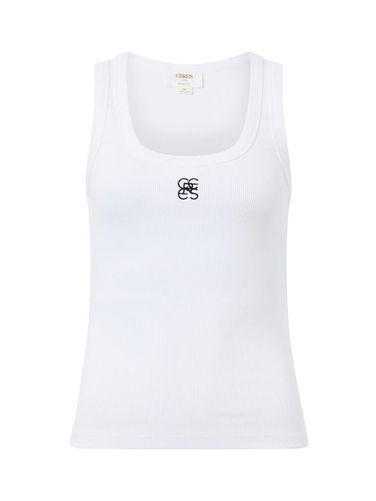Zoe Rib Tank | White